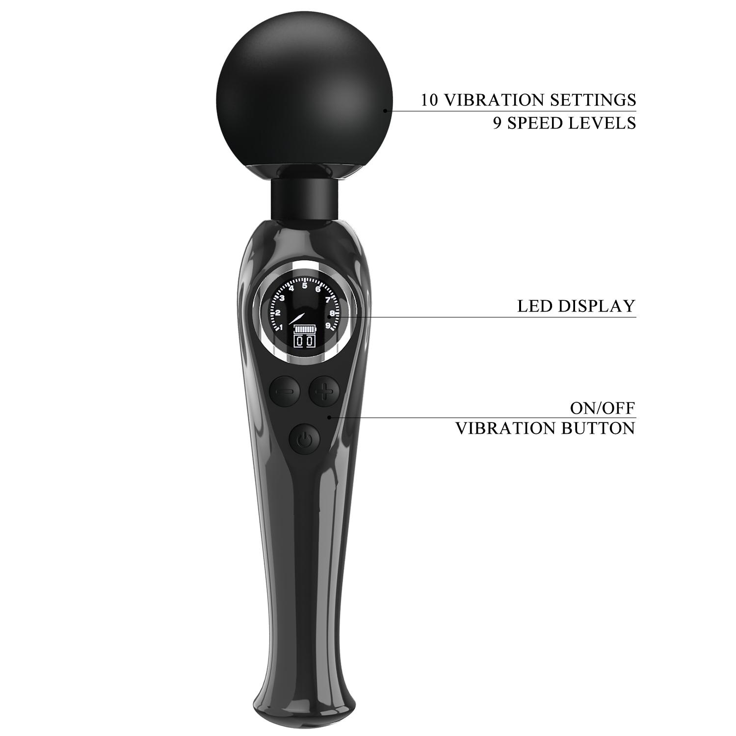 PRETTY LOVE - Stavros the Great LED Wand Massager 22,5 cm, Black