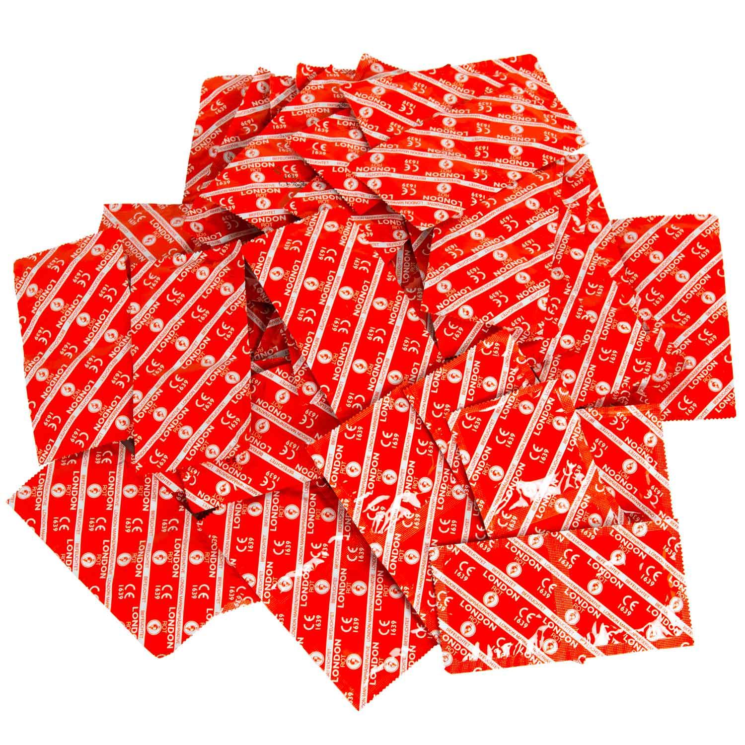 London Red, Condoms, 100 pcs, Strawberry, Ø 56mm, 205mm