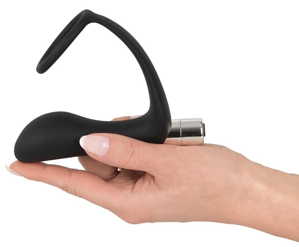 Black Velvets Vibrierender Ring & Plug, Schwarz