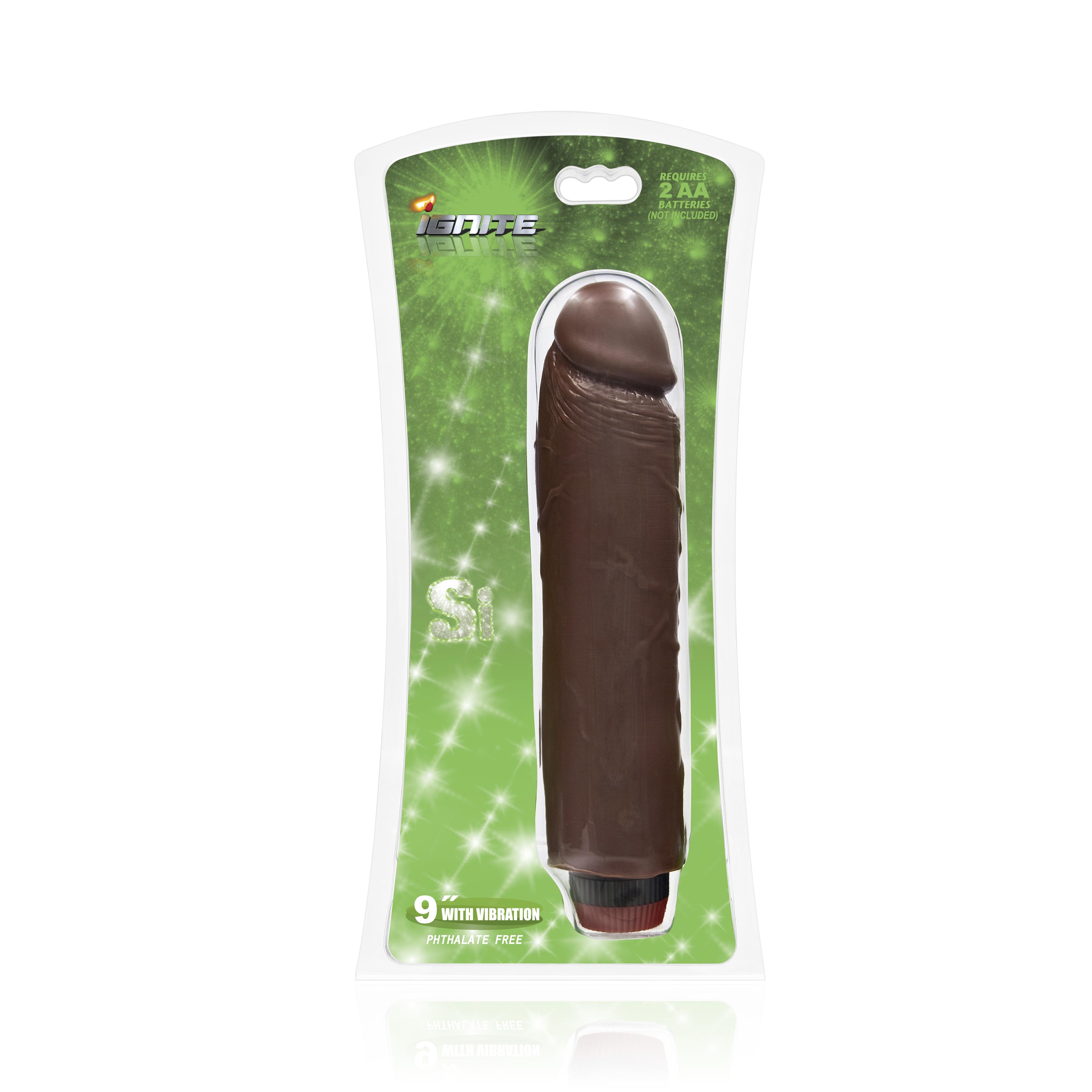 SI IGNITE Cock Dong with Vibration, Brown, 23 cm