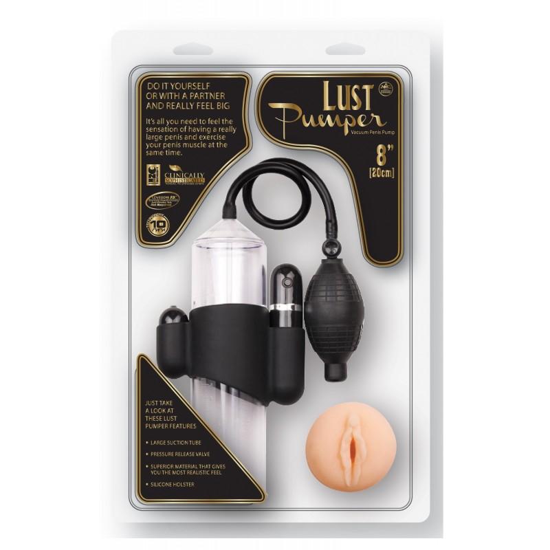 Lust Pumper with Flesh Sleeve & Vibrating Bullet, 20cm, Black