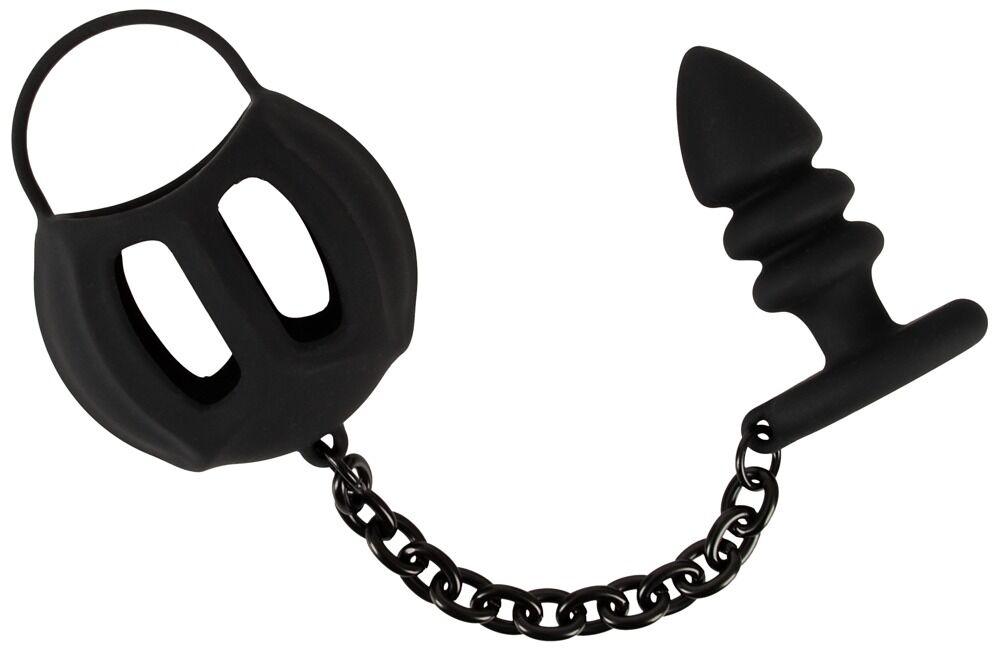 Black Velvets Ball cage with butt plug
