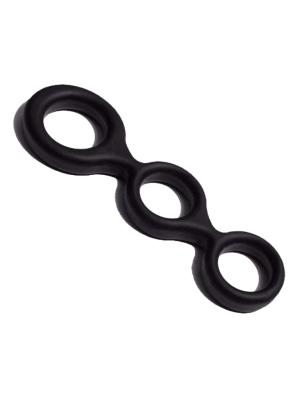 Sport Fucker Silicone Muscle 3 Way Cockring, Black