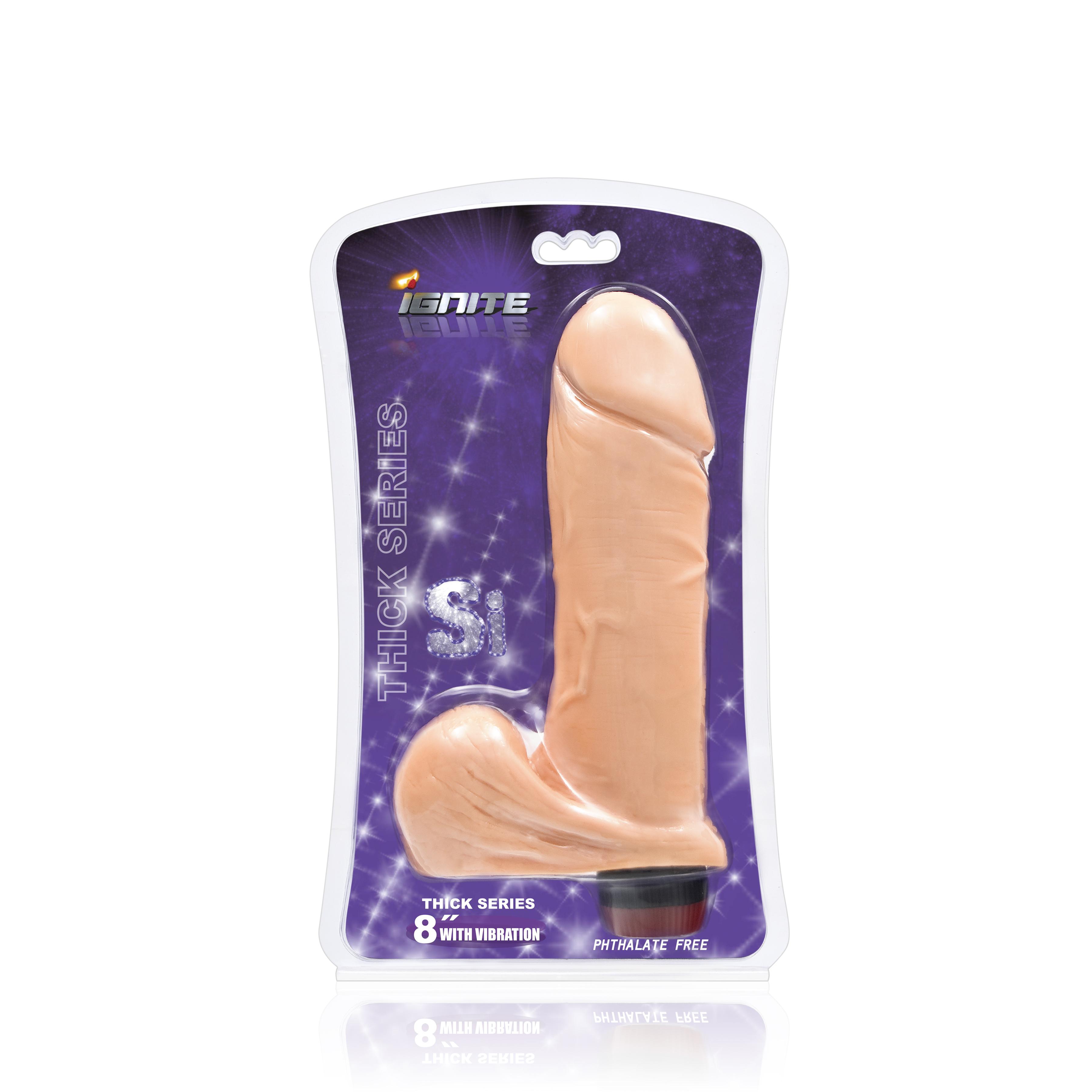 SI IGNITE Thick Cock with Balls and Vibration, Flesh, 20 cm