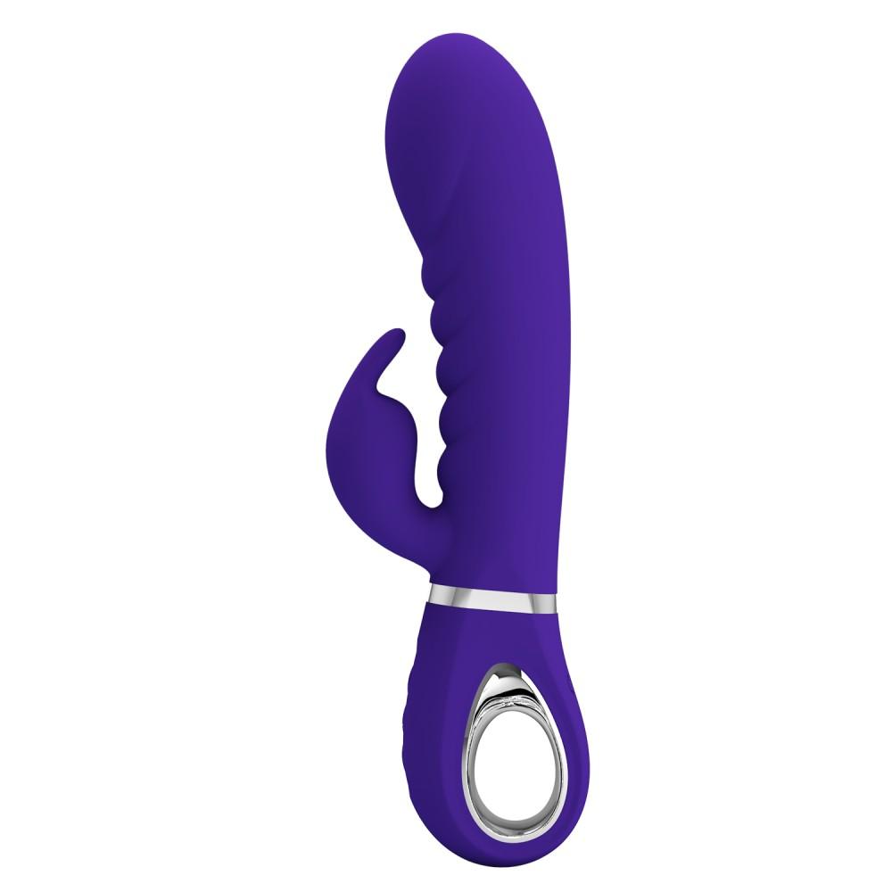 PRETTY LOVE - Super Soft Silicone Rabbit Vibrator, 20 cm, Blue