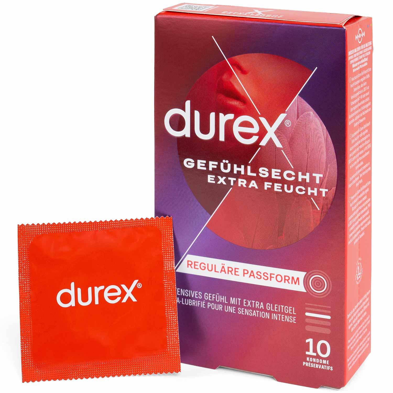 Durex Gefühlsecht Extra Feucht Condoms 10pcs, with Reservoir, Extra Lubrication, Ø 56mm, 195mm Durex Gefühlsecht Extra Feucht Condoms 10pcs, with Reservoir, Extra Lubrication, Ø 56mm, 195mm