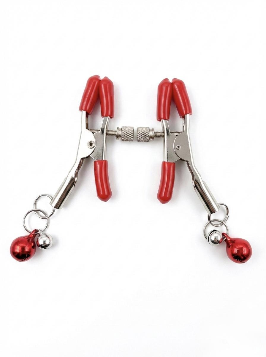 Nipple Clamps Adjustable with Red & Silver Bell