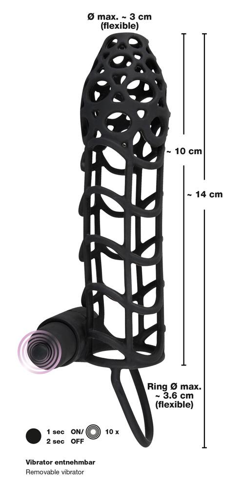 Black Velvets Sleeve with Vibration, 14 cm, Black