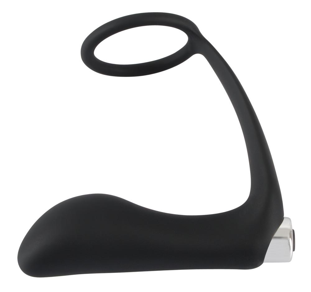 Black Velvets Vibrierender Ring & Plug, Schwarz
