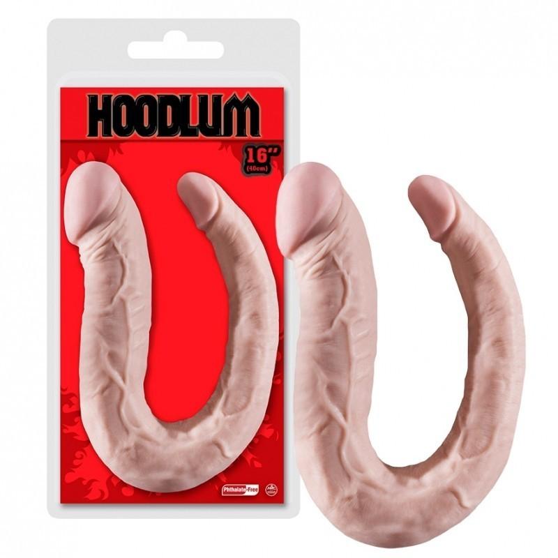 Hoodlum 16 Inch U Shape Dildo, 40 cm, Flesh