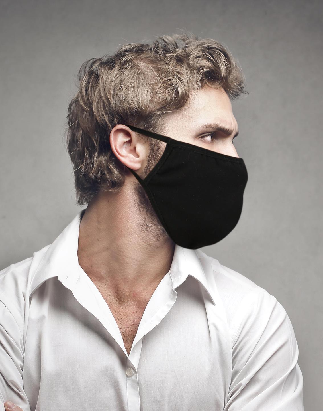 PASSION Reuseable Two Layer Cotton Face Mask, Black, One Size PASSION Reuseable Two Layer Cotton Face Mask, Black, One Size