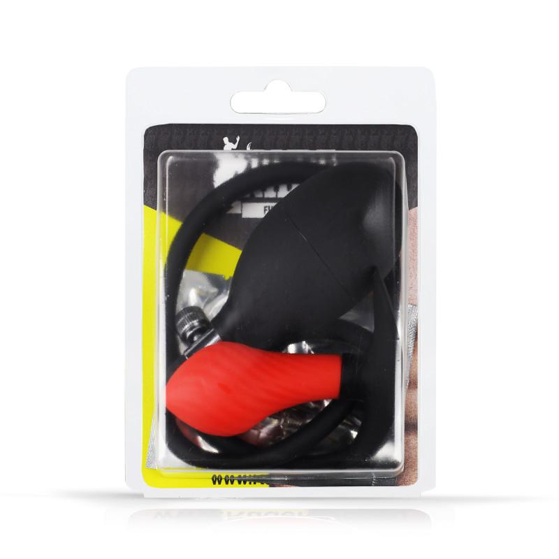Rude Rider Inflatable Butt Plug Black/Red with Steel Ball inside Rude Rider Inflatable Butt Plug Black/Red with Steel Ball inside