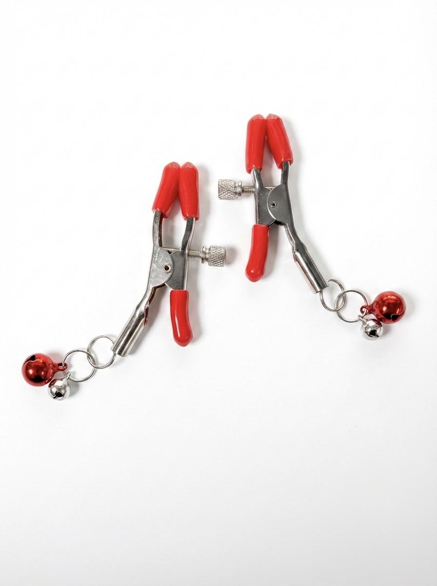 Nipple Clamps Adjustable with Red & Silver Bell