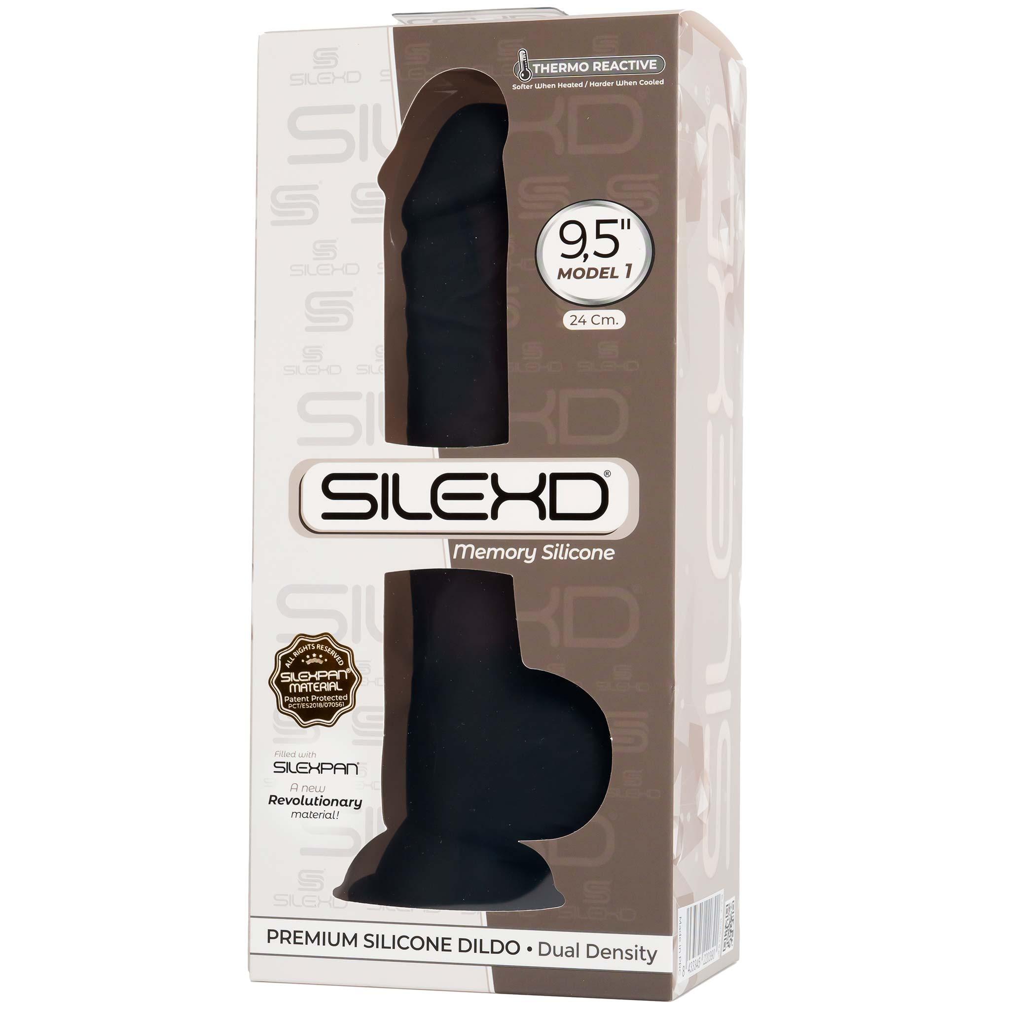 SILEXD Premium Silicone Dildo Model, 24 cm, Black