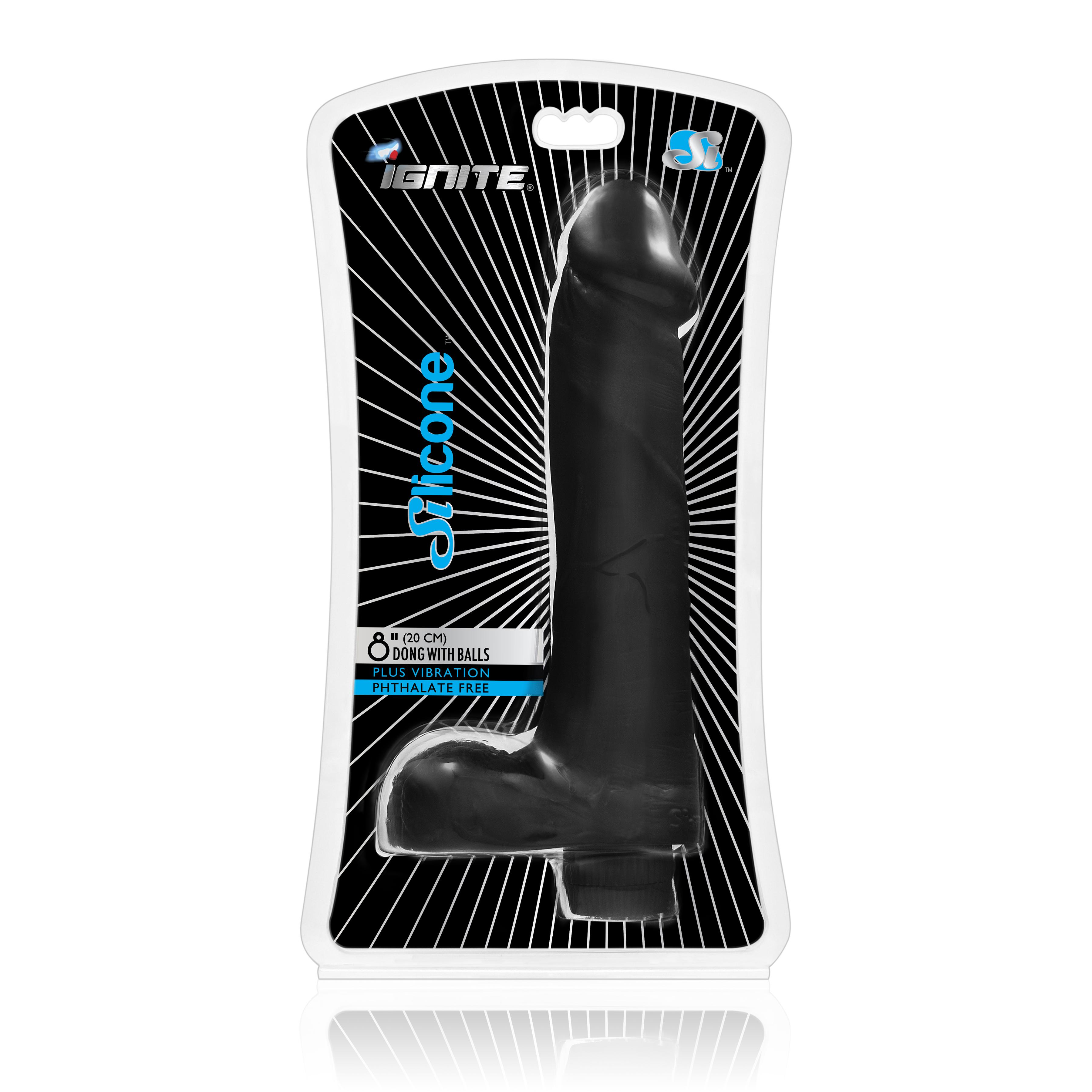 SI IGNITE Vibrating Dong with Balls, 20 cm, Black
