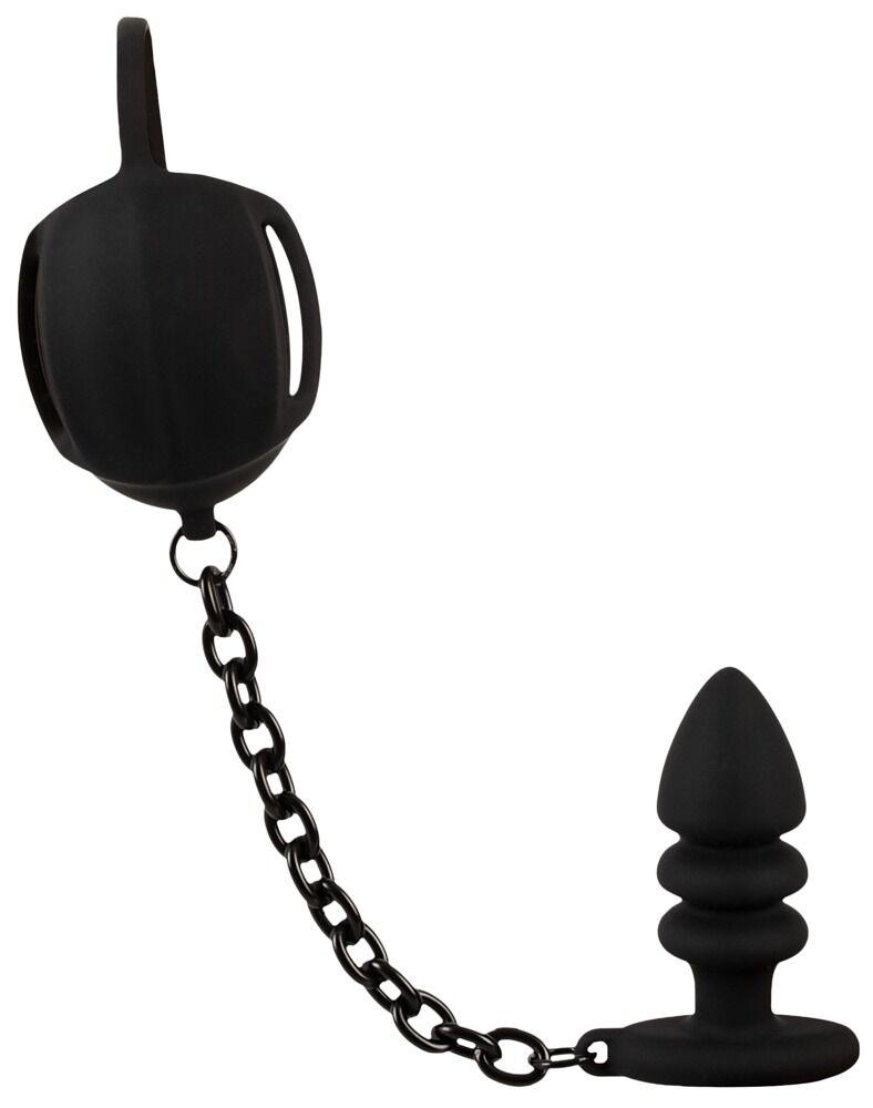 Black Velvets Ball cage with butt plug