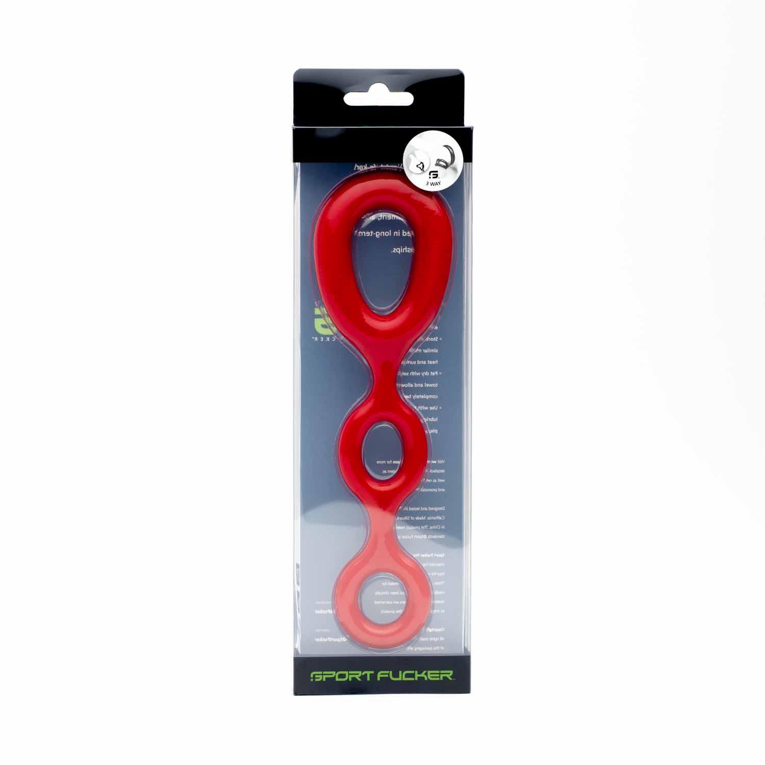 Sport Fucker 3 Way Cockring, Red Sport Fucker 3 Way Cockring, Red