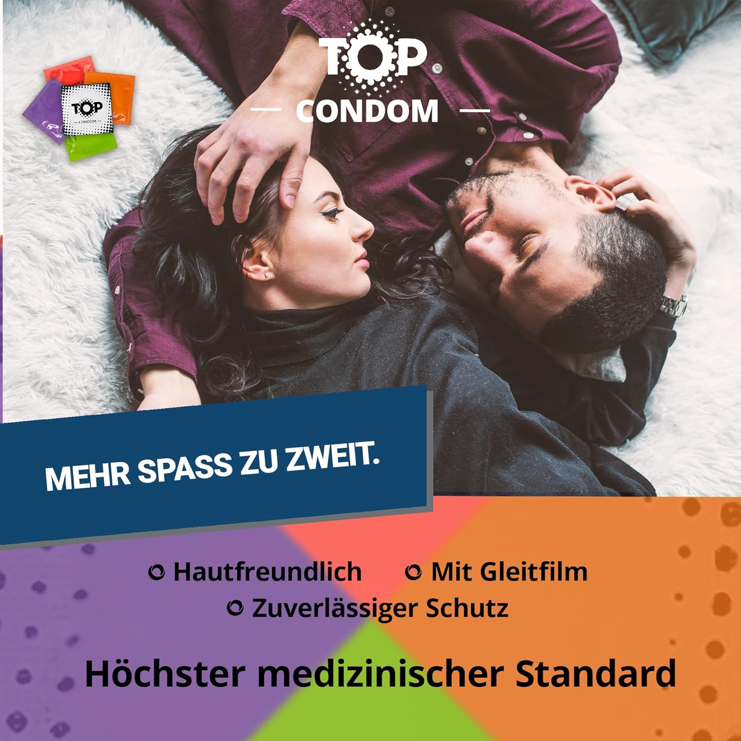 TOP Condoms Fruity Mix: Fruity Basket - Sweet and Tingly Fun, Packs of 12