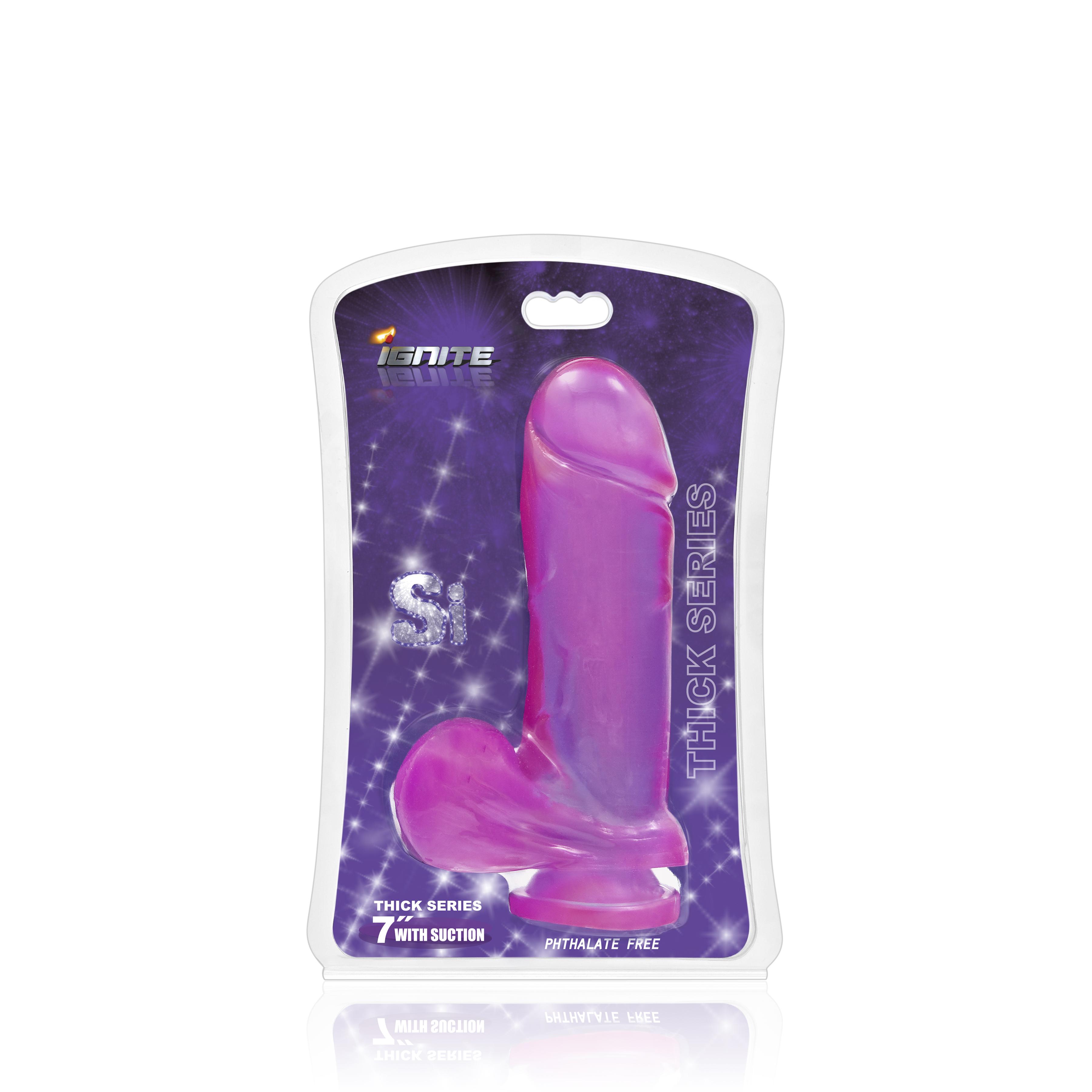 SI IGNITE Thick Cock with Balls and Vibration, Purple, 18 cm
