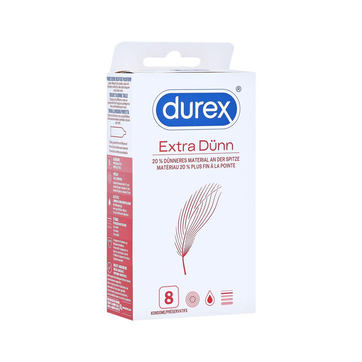 Durex Extra Dünn Condoms 8 pcs, with Reservoir, Ø 52mm, 190mm