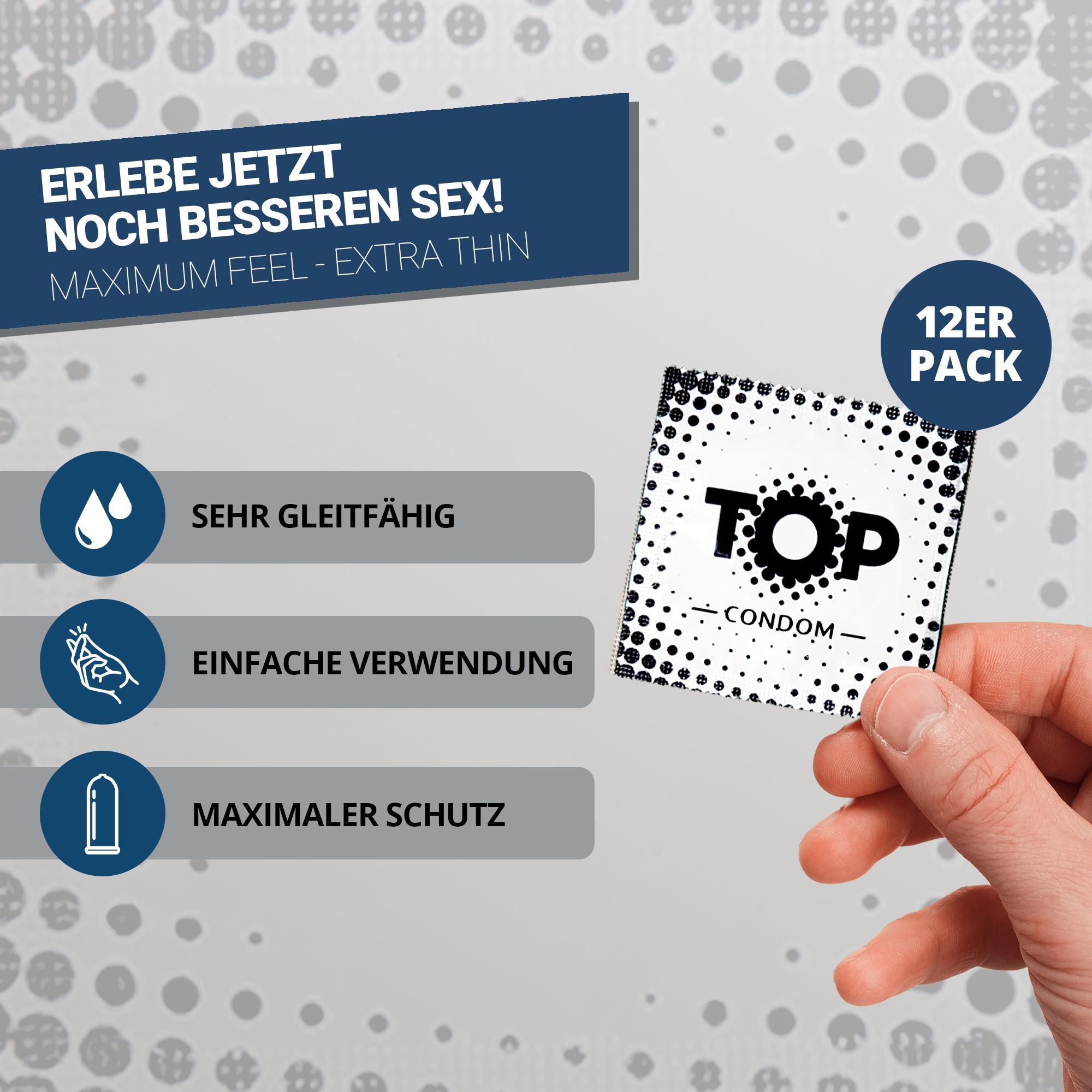 TOP Condoms Ultimate Thin: Maximum Feel - Extra Thin, Packs of 12