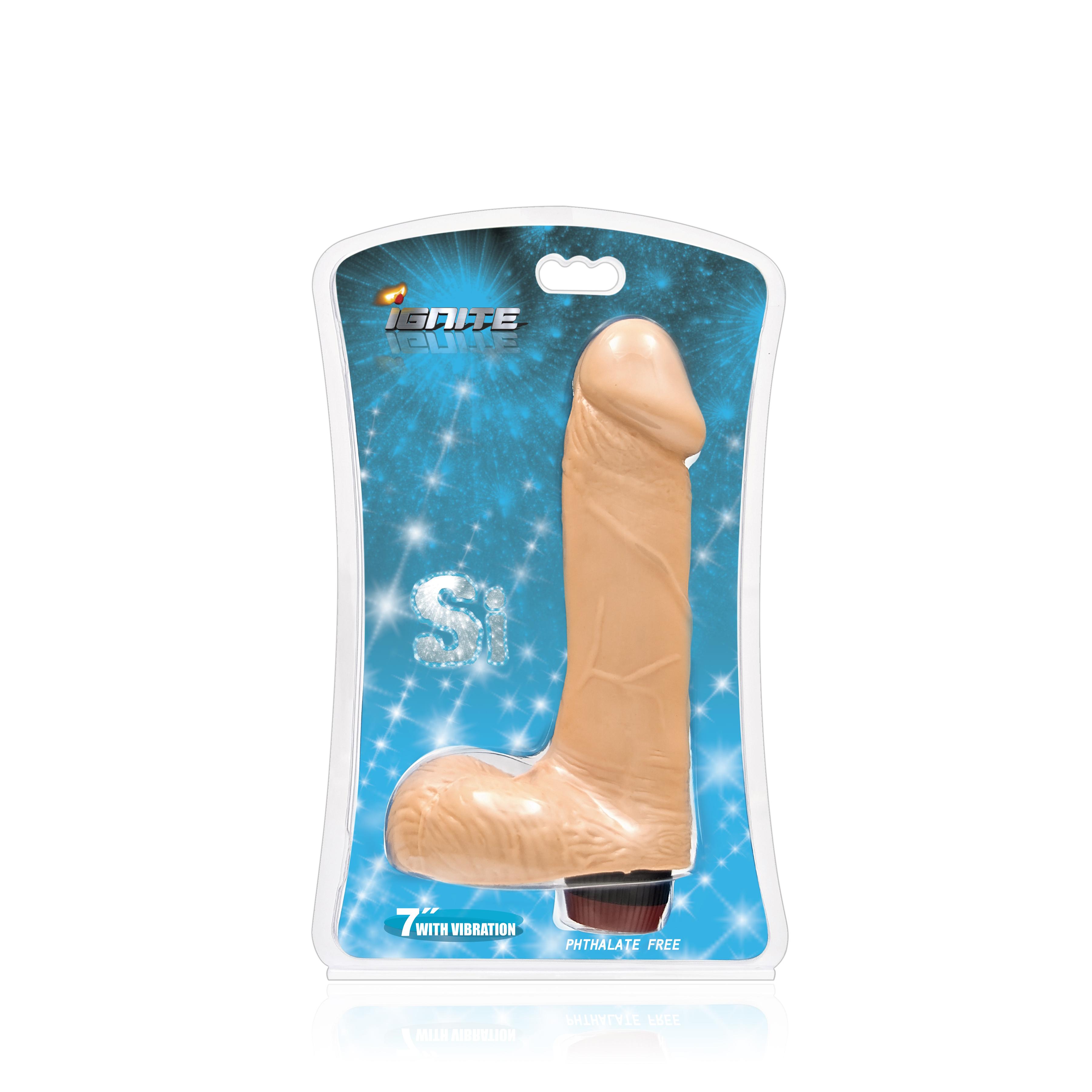 SI IGNITE Cock with Balls and Vibration, Flesh, 18 cm