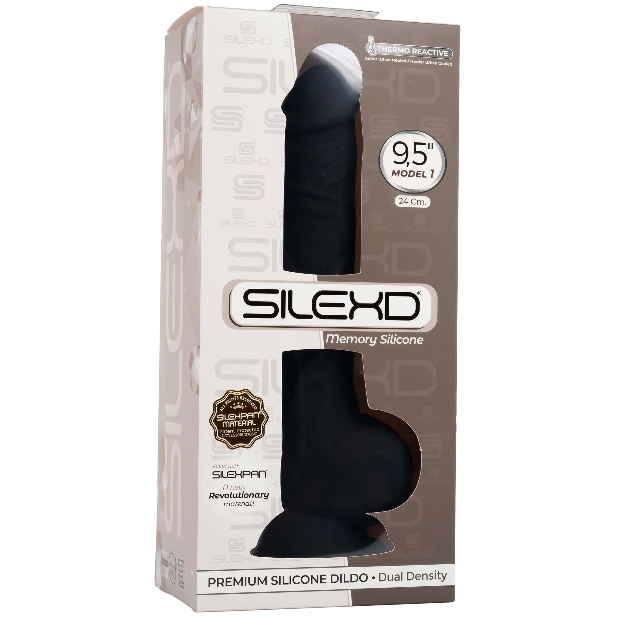 SILEXD Premium Silicone Dildo Model, 24 cm, Black
