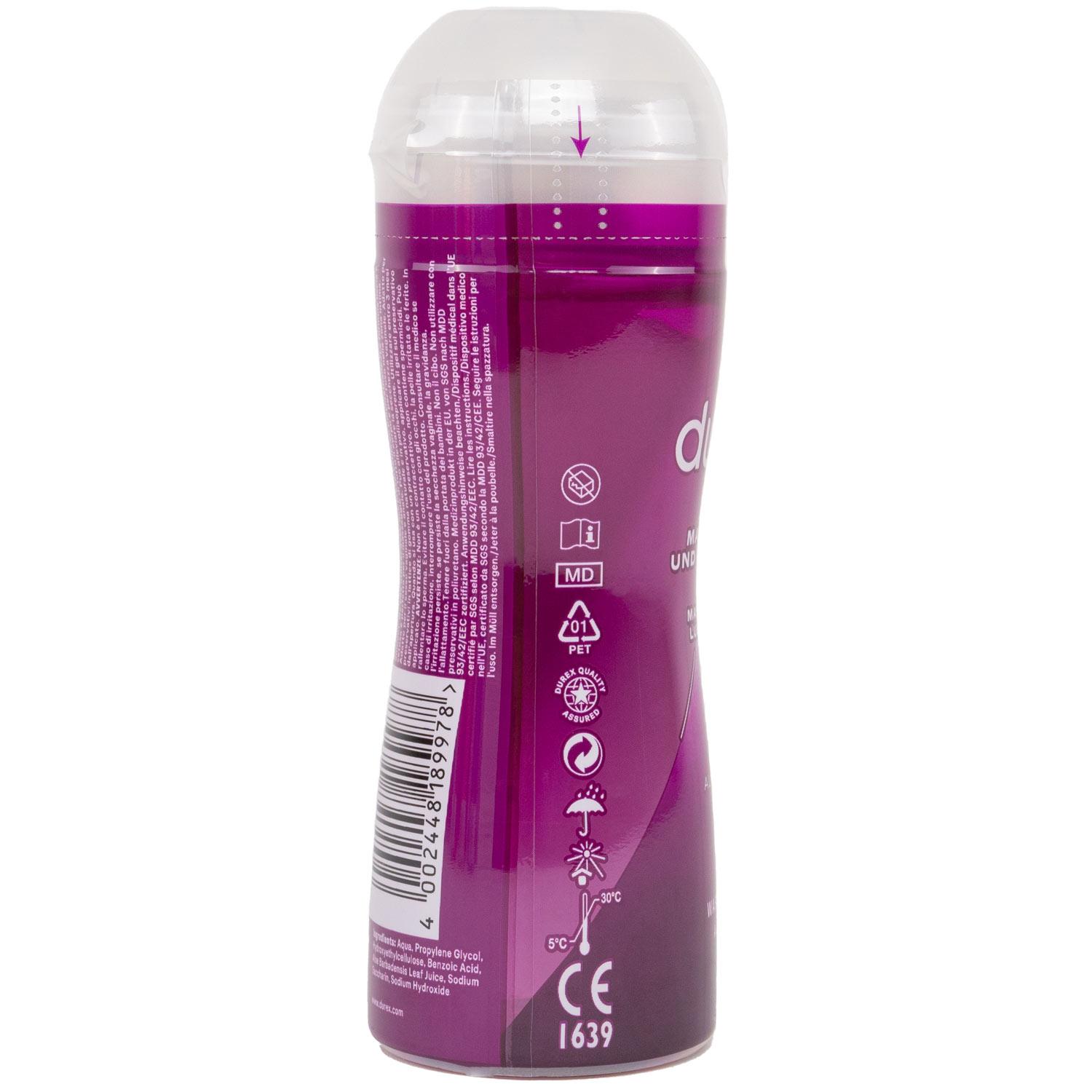 Durex 2 in 1, Massage & Lubricant with Aloe Vera, Water Based, 200 ml