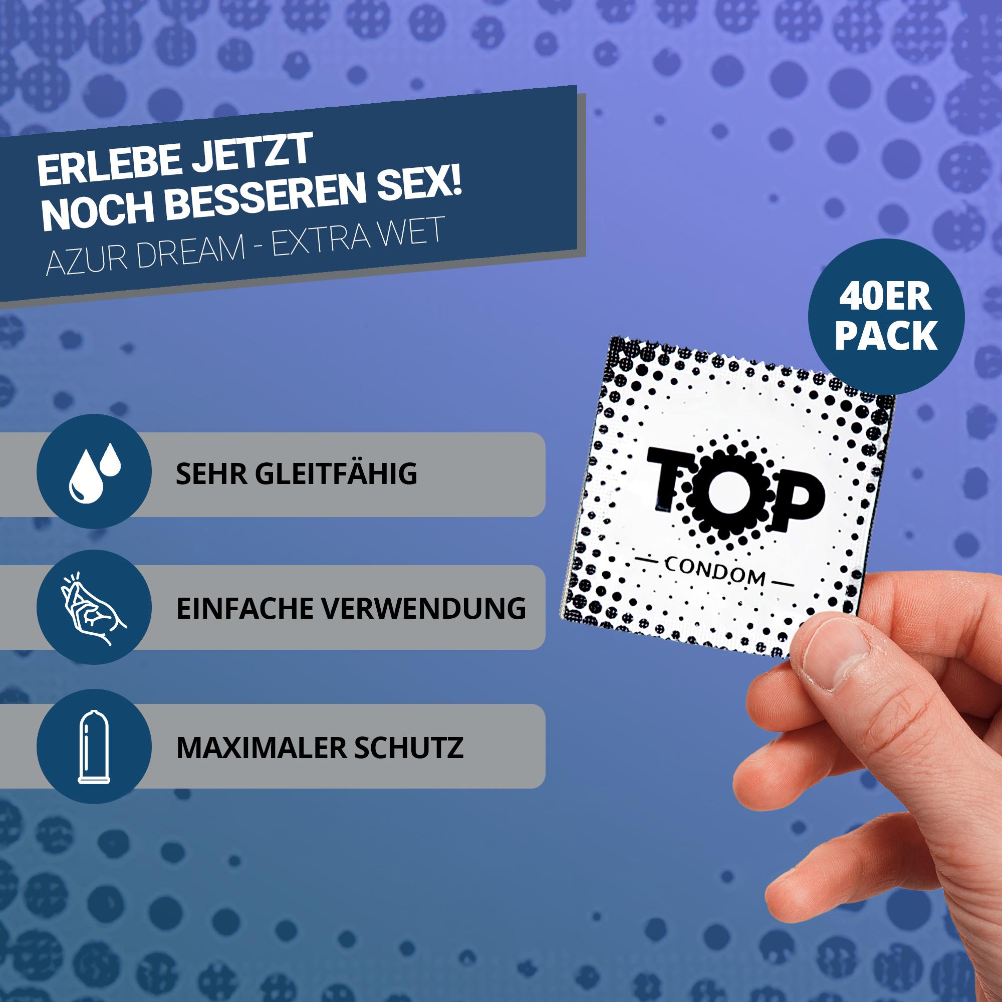 TOP Condoms Extra Wet: Azur Dream - Extra Wet, Packs of 40