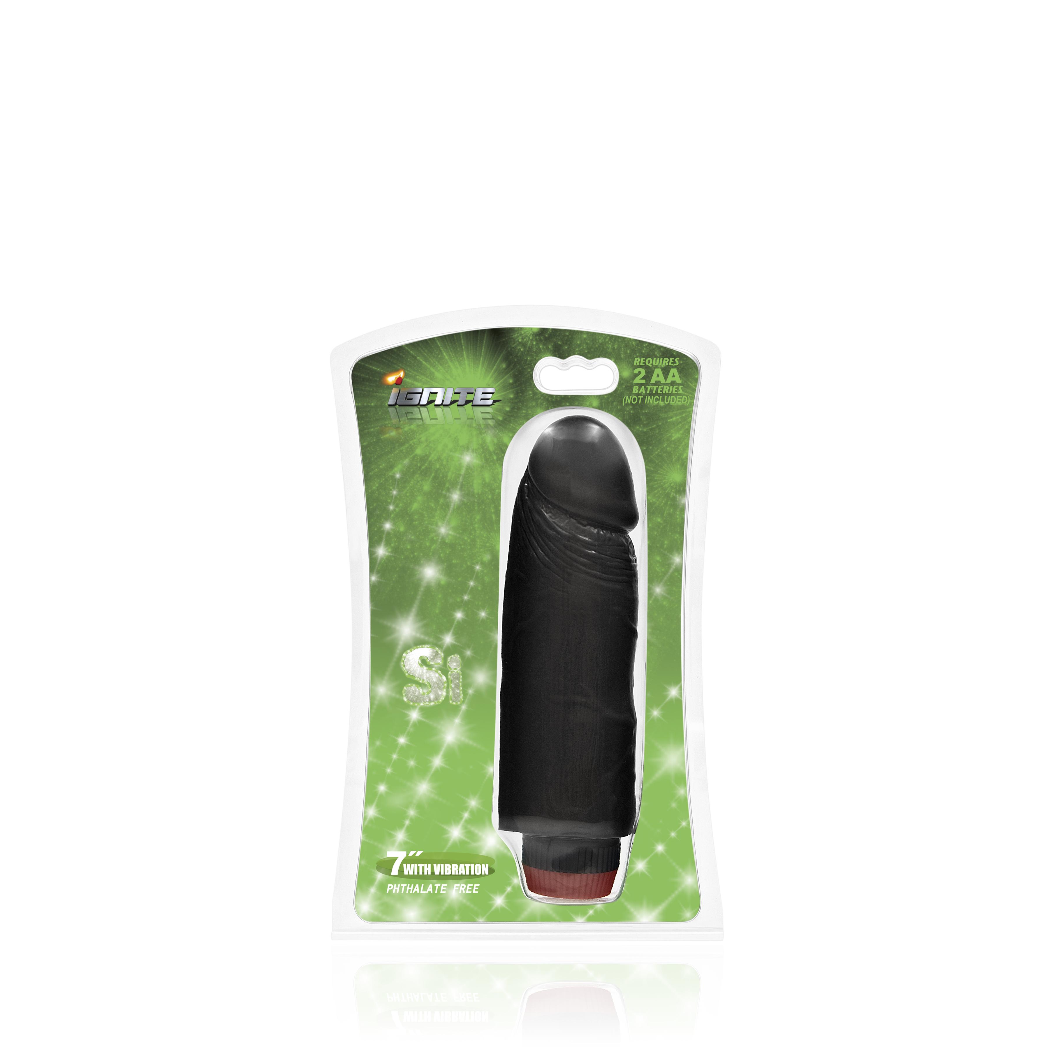 SI IGNITE Cock Dong with Vibration, Black, 18 cm