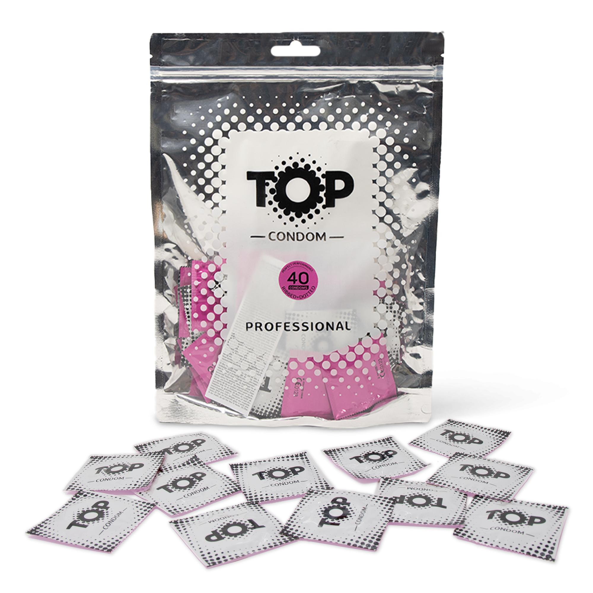 TOP Condoms Ribbed & Dots: Morse Code for Pleasure - Send all the Right Signals, Packs of 40
