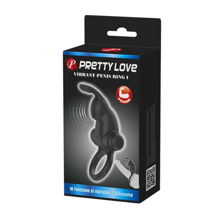 PRETTY LOVE - Vibrant Penis Ring, Black, 56 mm