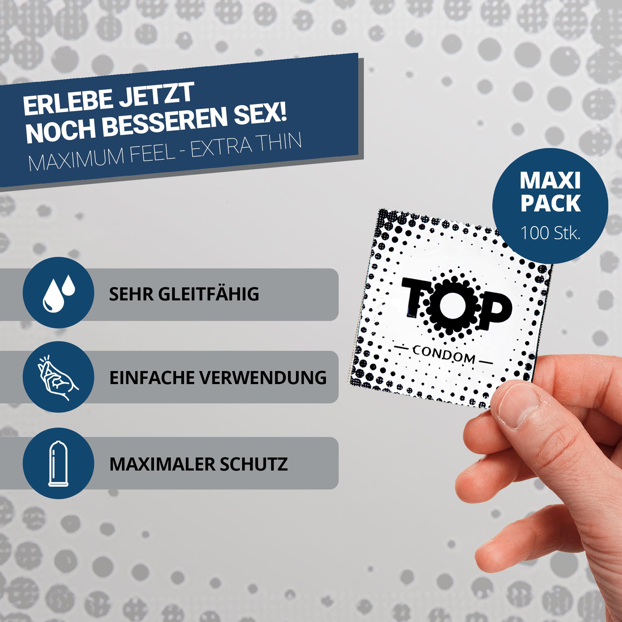 TOP Condoms Ultimate Thin: Maximum Feel - Extra Thin, Packs of 100
