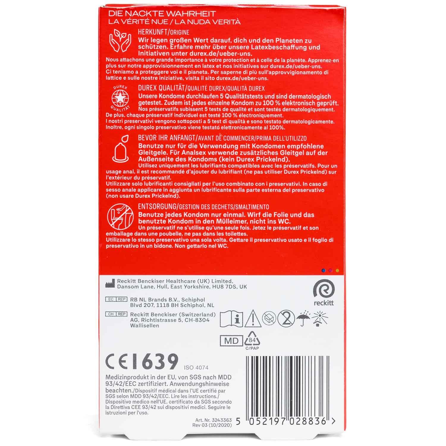 Durex Gefühlsecht Extra Feucht Condoms 10pcs, with Reservoir, Extra Lubrication, Ø 56mm, 195mm Durex Gefühlsecht Extra Feucht Condoms 10pcs, with Reservoir, Extra Lubrication, Ø 56mm, 195mm