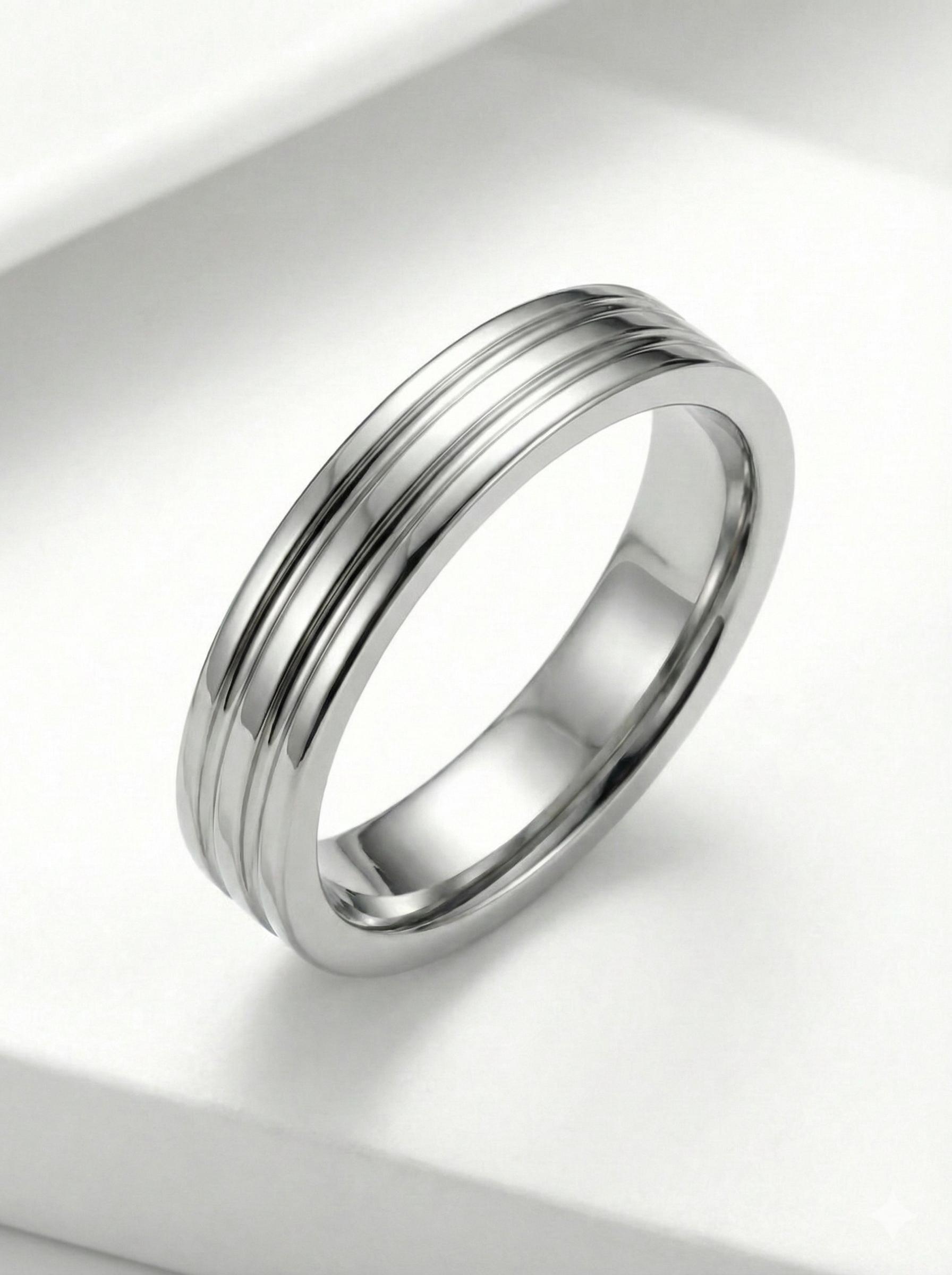 Ribbed Metal Cockring Dual Ribs, 10mm wide, Diameter 4CM