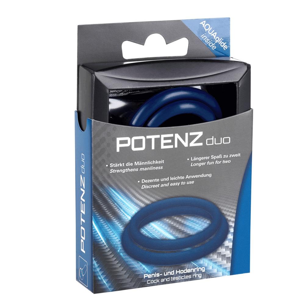 POTENZduo Cock & Ball Potency Ring, Blue, Medium POTENZduo Cock & Ball Potency Ring, Blue, Medium