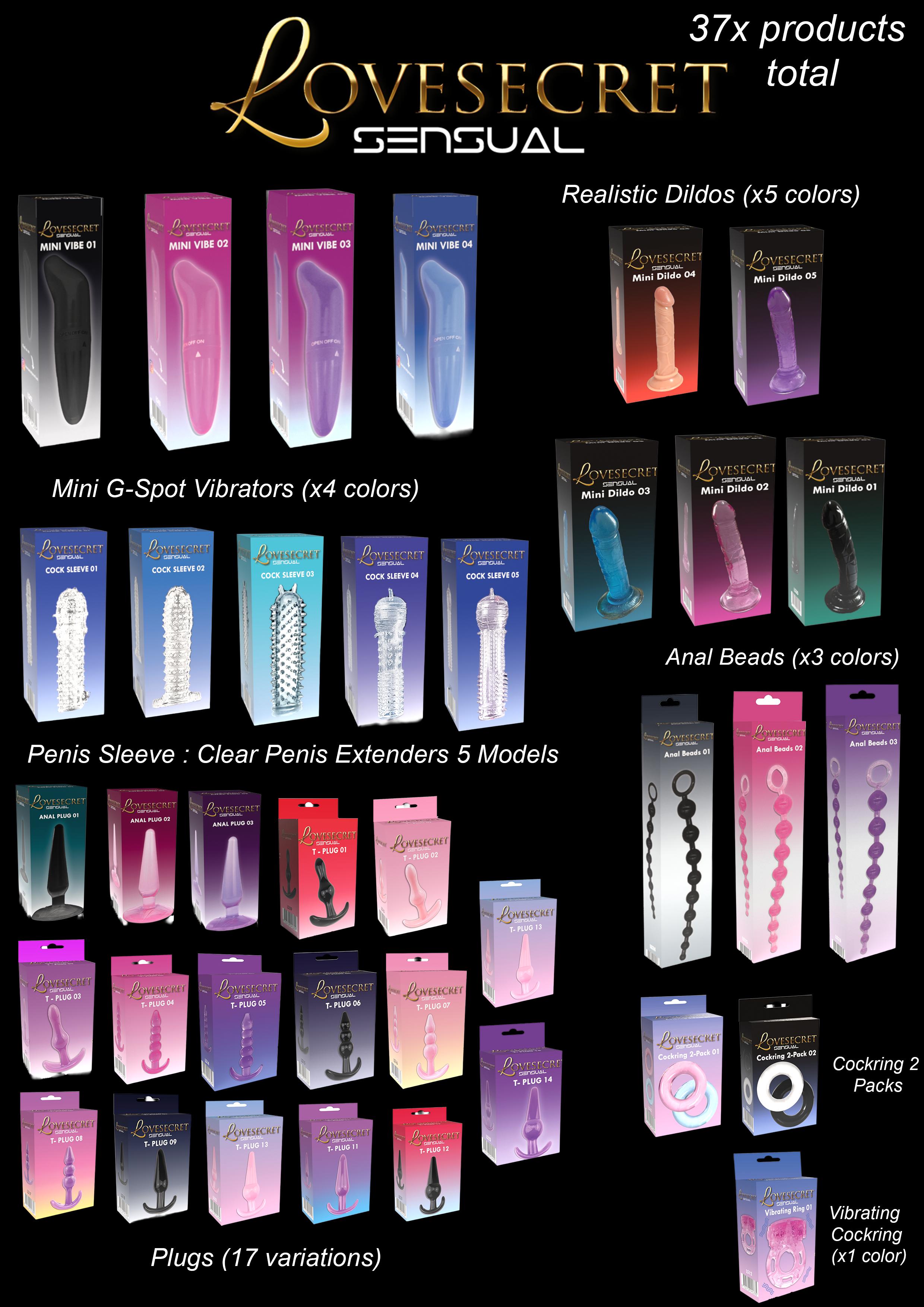 Lovesecret Sensual Mega Deal Pack Vibrators / Realistic Dildos / Plugs / (Vibrating) Cockrings, 37 Pcs 