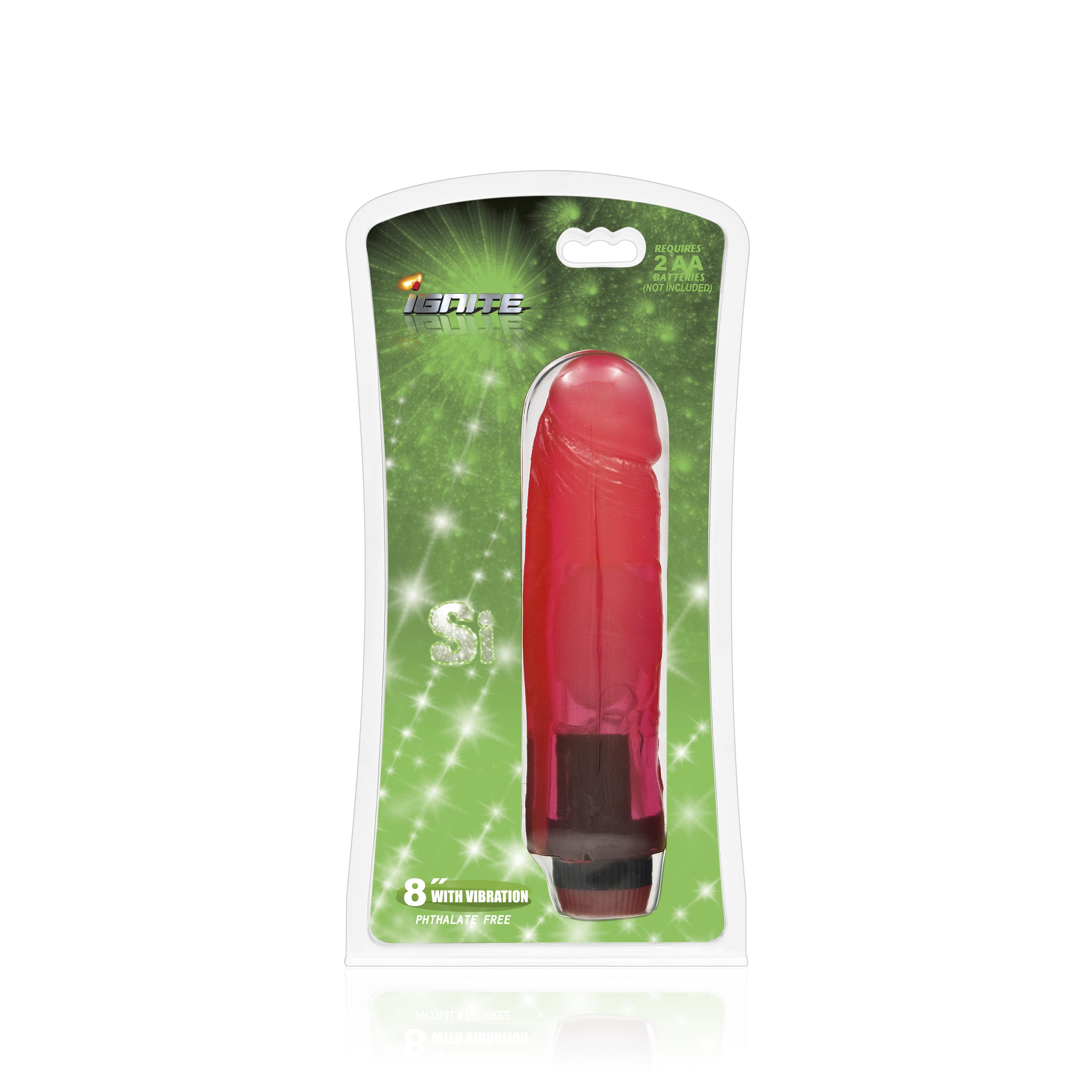 SI IGNITE Vibrator Cock RICKY, Red, 20 cm