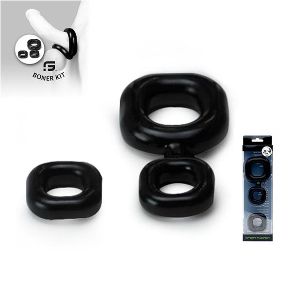 Sport Fucker Boner Kit Cockring, Black Sport Fucker Boner Kit Cockring, Black