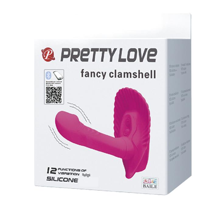 PRETTY LOVE - Fancy Clamshell, 12-functions of vibration, silicone, mobile APP control, 1AAA battery ':26mm L:104mm H:60mm PRETTY LOVE - Fancy Clamshell, 12-functions of vibration, silicone, mobile APP control, 1AAA battery ':26mm L:104mm H:60mm