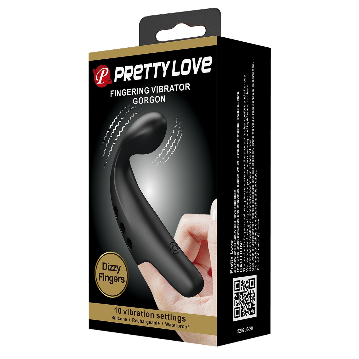 PRETTY LOVE - Gorgon, Rechargeable Vibrating Finger Sleeve, 10 functions of vibration, Silicone, waterproof 22*93