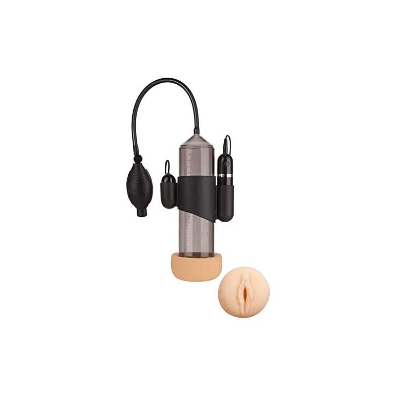 Lust Pumper with Flesh Sleeve & Vibrating Bullet, 20cm, Black