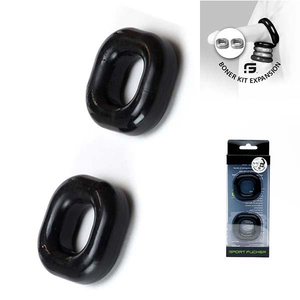 Sport Fucker Boner Expansion 2-Pack Cockring, Black