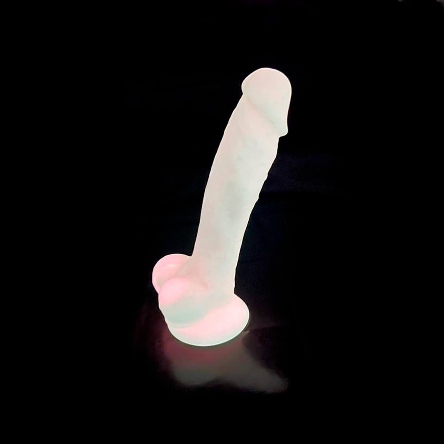 SILEXD Premium Silicone Dildo Model 1 Glow in the Dark, 17,6 cm, Pink