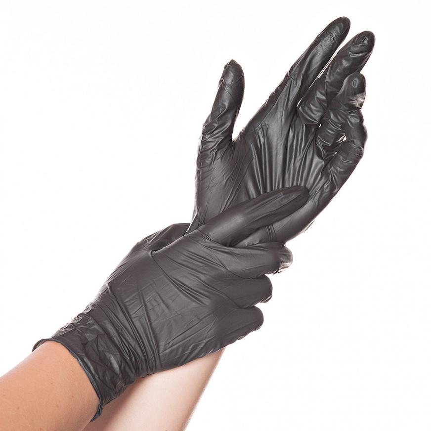 Hygostar SAFE LIGHT, Nitrile Disposable Gloves, Powder-free, Black, S, 100 pieces