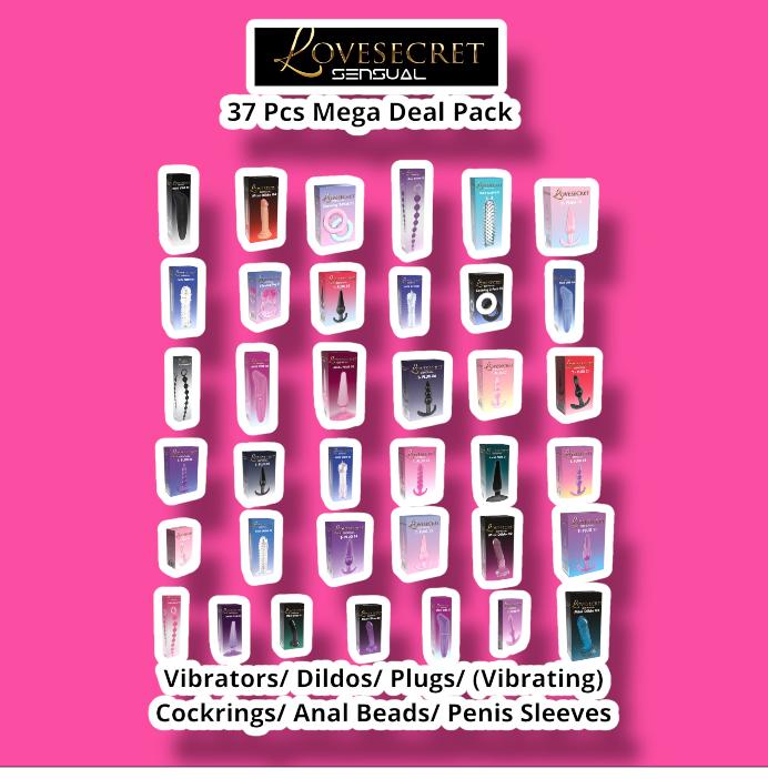 Lovesecret Sensual Mega Deal Pack Vibrators / Realistic Dildos / Plugs / (Vibrating) Cockrings, 37 Pcs 