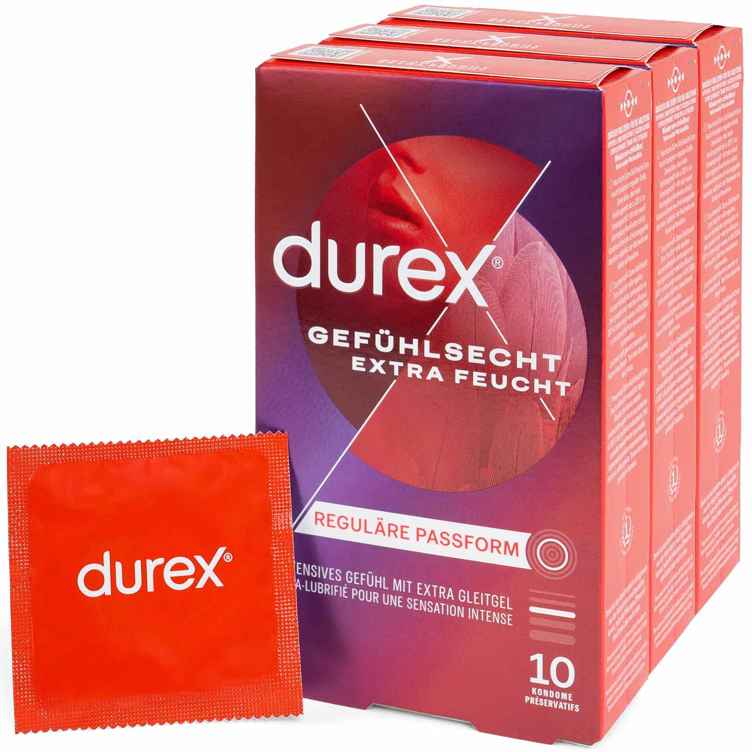 Durex Gefühlsecht Extra Feucht Condoms 10pcs, with Reservoir, Extra Lubrication, Ø 56mm, 195mm Durex Gefühlsecht Extra Feucht Condoms 10pcs, with Reservoir, Extra Lubrication, Ø 56mm, 195mm