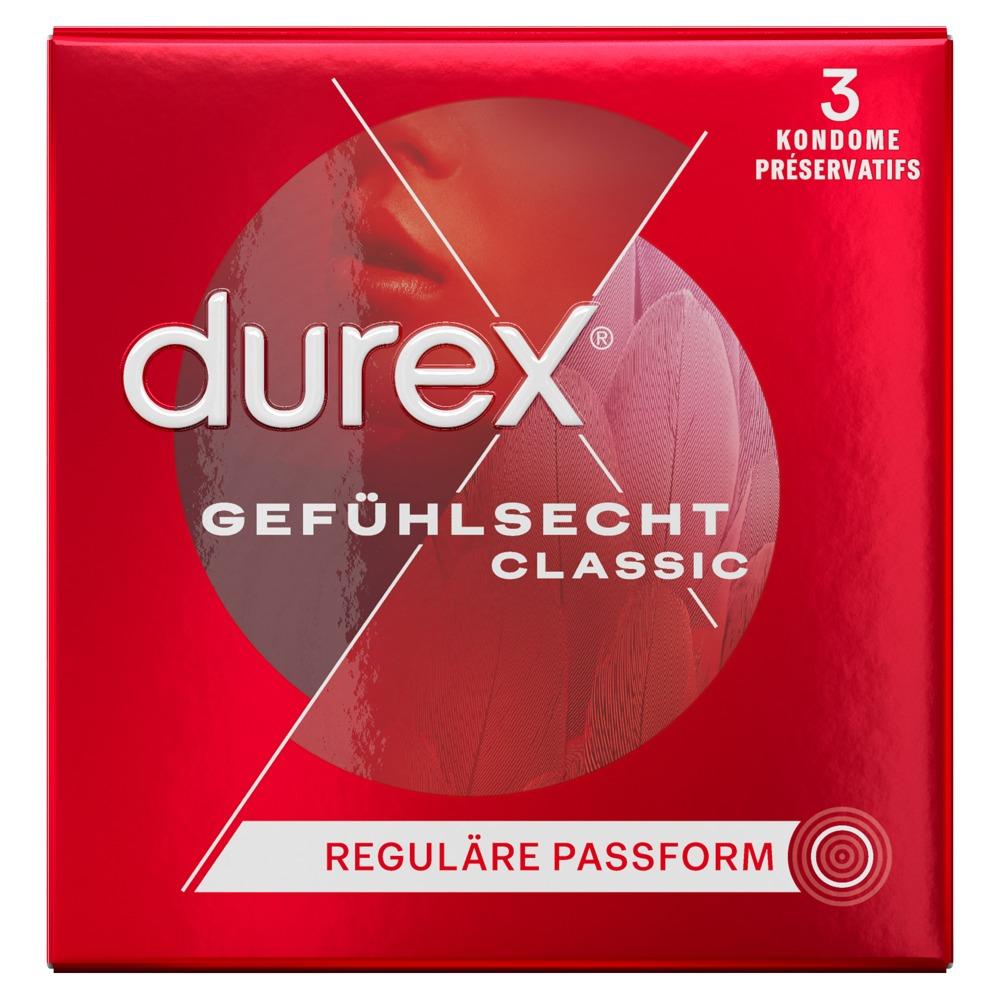Durex Gefühlsecht Classic Condoms 3pcs, with Reservoir, Ø 56mm, 195mm