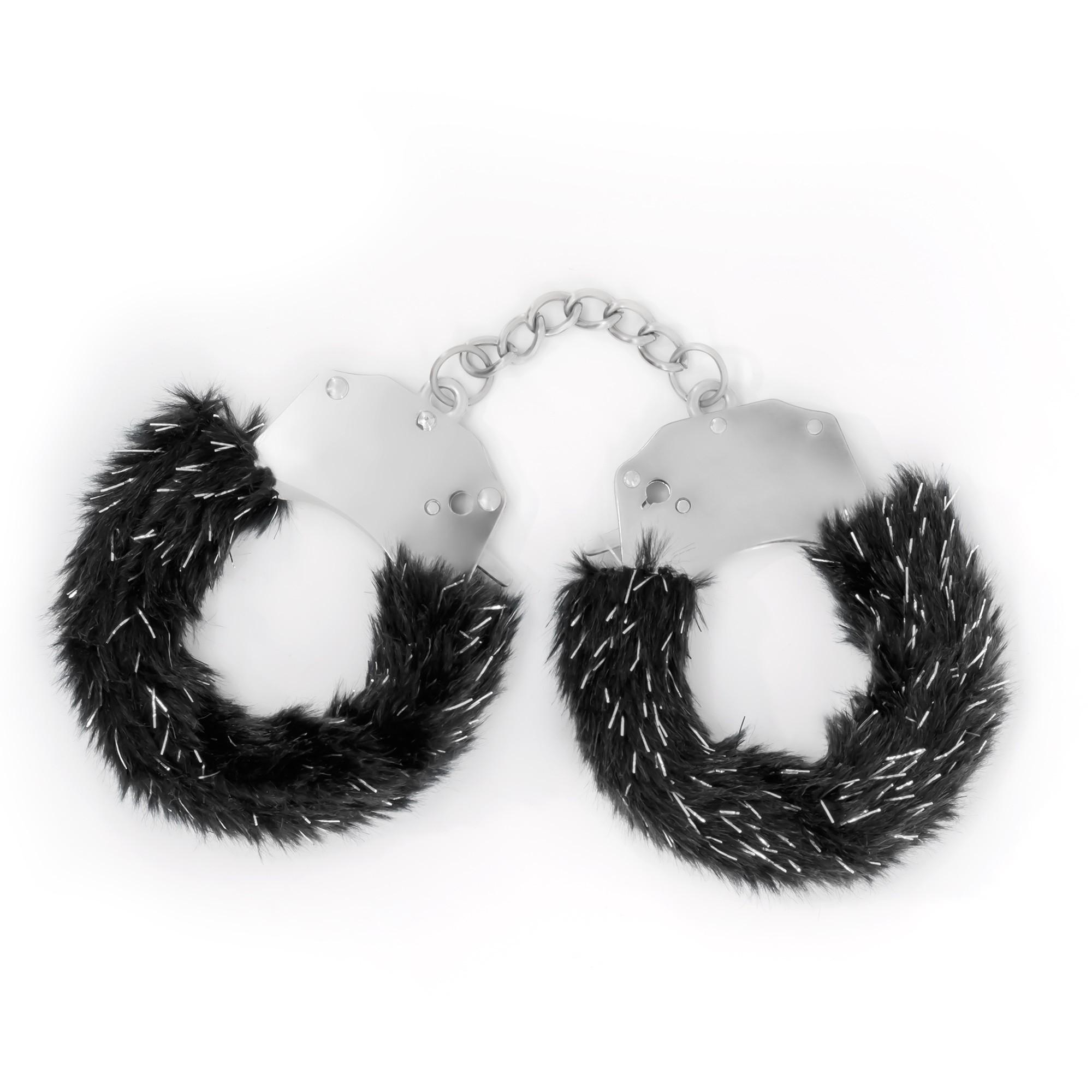 Crushious Spangle Metal Cuffs With Plush Black