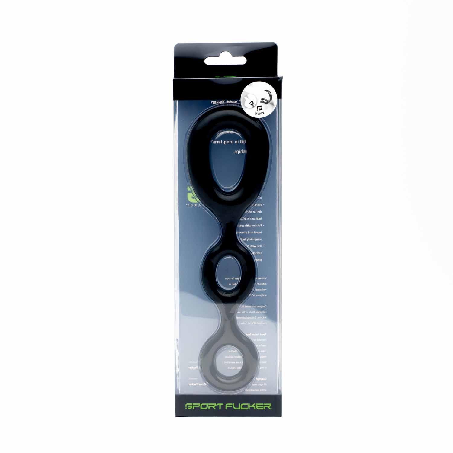Sport Fucker 3 Way Cockring, Black Sport Fucker 3 Way Cockring, Black